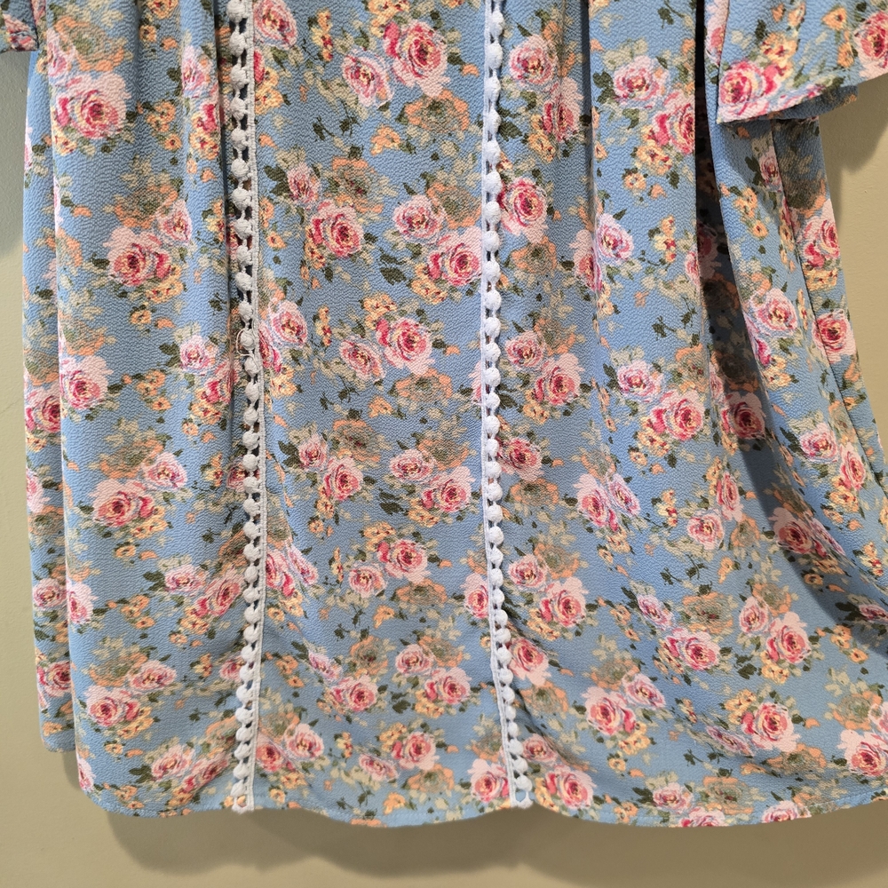 Bonnie Jean Blue Floral Baby Doll Style Dress with Pink Accents Kid's Size 6 - Picture 7 of 7
